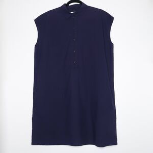 COS Womens T-shirt‎ Dress Size 12 Navy Blue Sleeveless Button Up Office Business